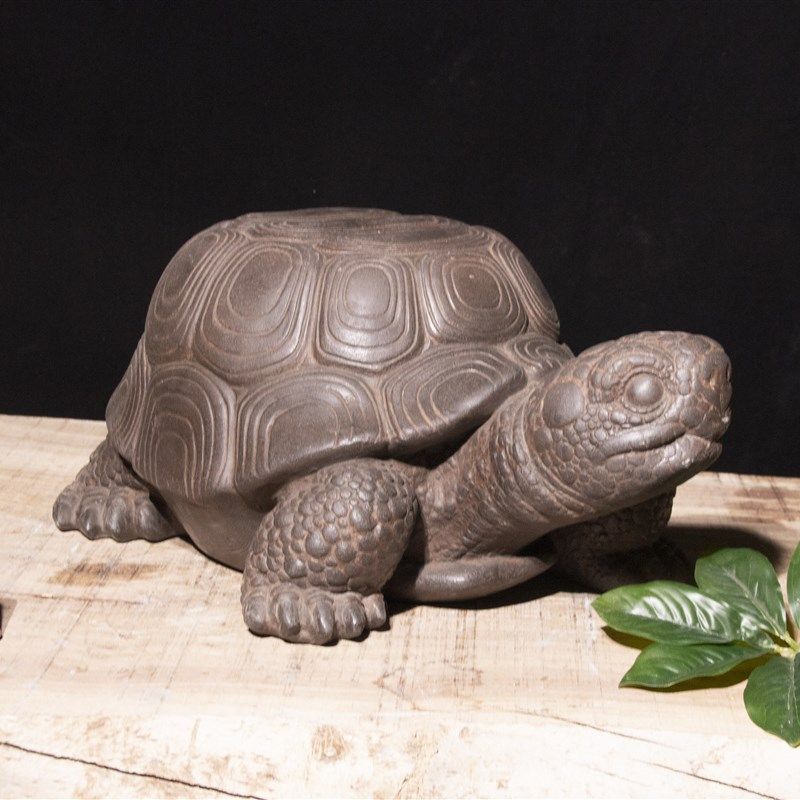 古青石中国风禅意乌龟桌面装饰摆件花盆鱼缸假山盆底座摆件