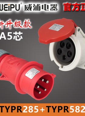WEIPU威浦5芯32A工业航空插头TYP/TYPR285暗装直插座TYP/TYPR5823