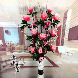 叶脉干花束假花仿真花摆件落地花艺干枝套装客厅装饰花插花瓶包邮