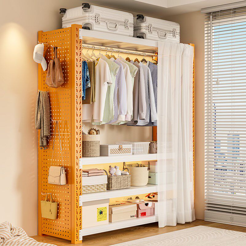 货架衣柜简易组装卧室房间衣帽间diy收纳架子落地开放式角钢衣架