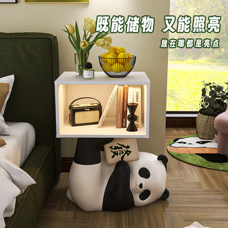 熊猫床头柜大型落地摆件边几创意儿童卧室客厅电视沙发旁2024新款,家居饰品,落地摆件,淘宝优惠券,粉丝福利购,淘宝优惠卷