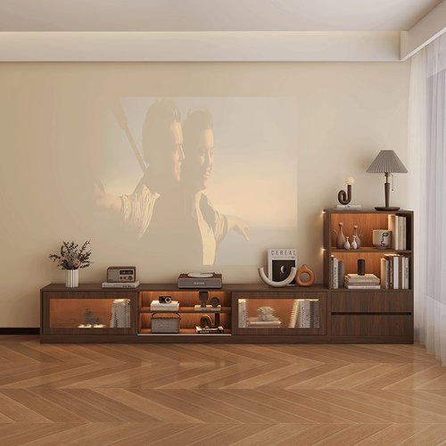 实木中古风电视柜茶几一体组合边柜客厅家用复古收纳储物柜子定制