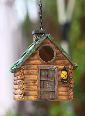 庭院花园布置摆件创意户外小鸟屋房子树挂装饰温馨鸟窝繁殖挂窝