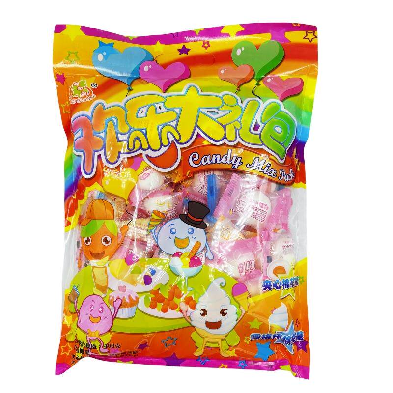 新货雪丽糍棉花糖400g 什锦夹心棉花糖创意包装儿童零食大