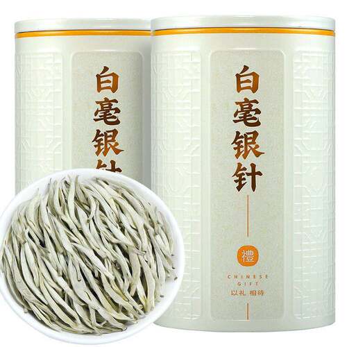 白茶全芽白毫银针新茶 颗颗嫩芽 月光白浓香高山明前茶叶80g一罐