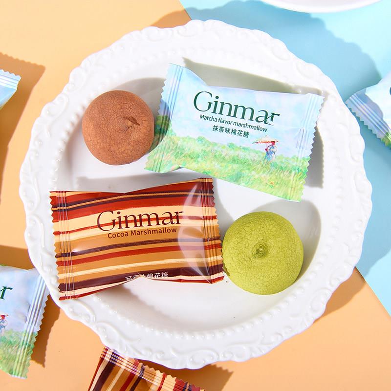Ginmar英国金玛抹茶味棉花糖夹心可可味爆浆喜糖订婚散装休闲零食