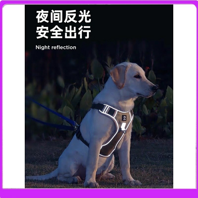 韩国狗狗牵引绳防爆冲把手胸背大型中型犬狗绳子反光可调节宠物胸