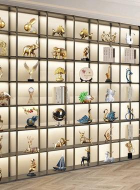 办公室书柜摆件轻奢高档展示柜博古架装饰品新中式老板柜子工艺品