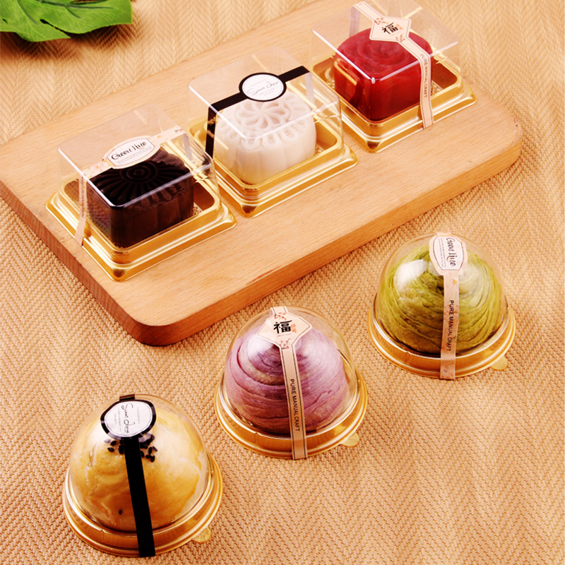 蛋黄酥单个装包装盒80g圆形方形加厚款50g冰皮月饼大福糯米糍盒子