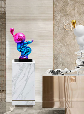 现代简约抽象人物雕塑摆件售楼处样板间酒店大型落地玻璃钢艺术品