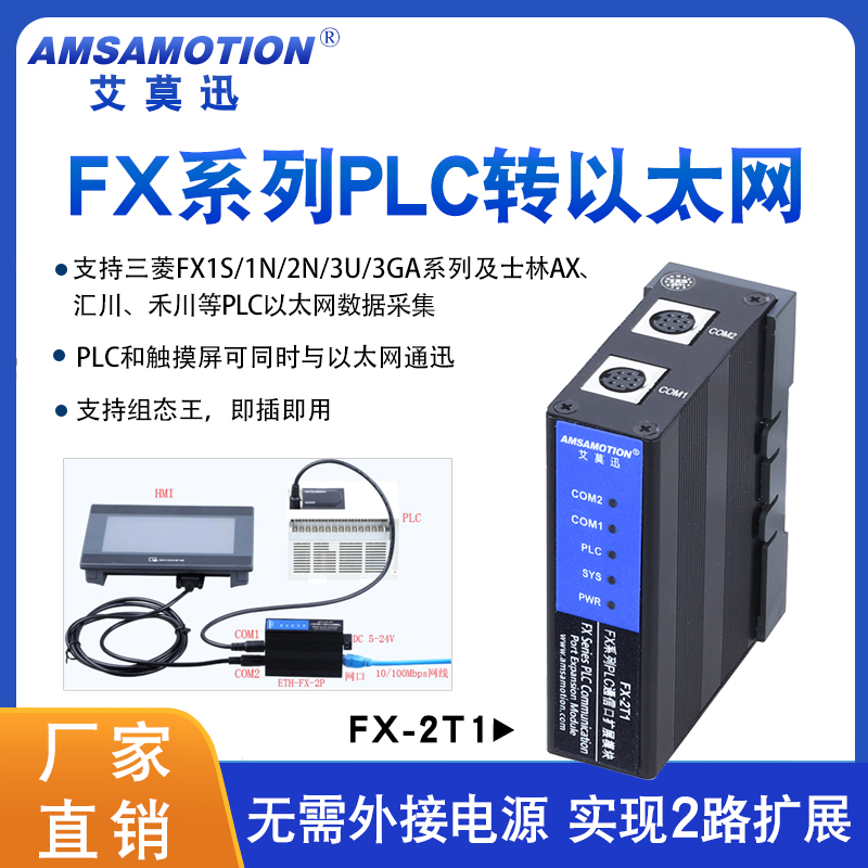 ETH-FX-2P 适用三菱PLC FX3U 1N 2N 3G转以太网模块fx3u-enet-adp