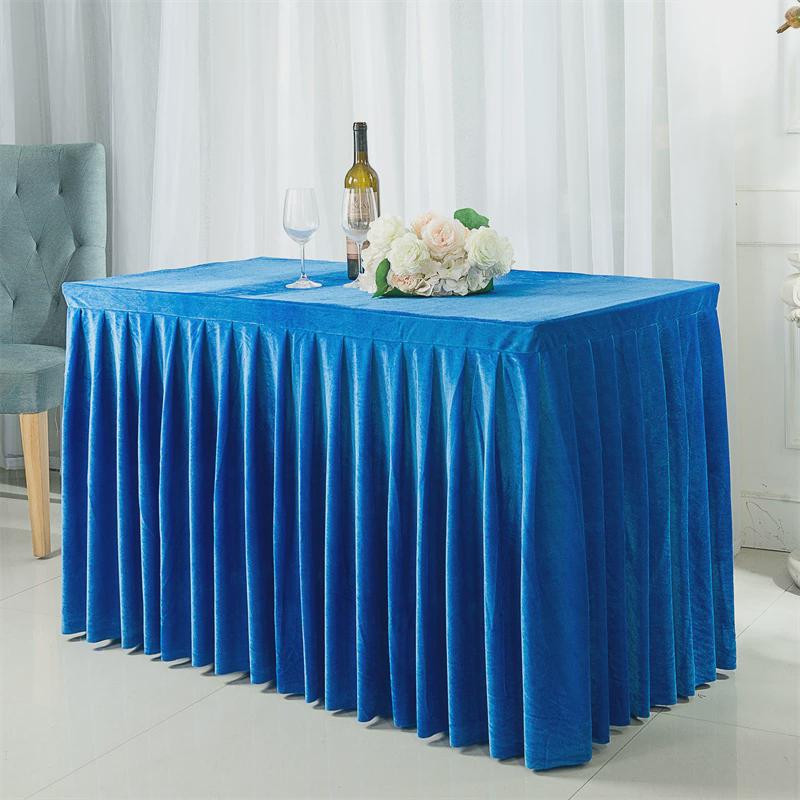特厚密丝绒会议桌布签到台展会y冷餐桌裙桌套活动会展办公围裙桌