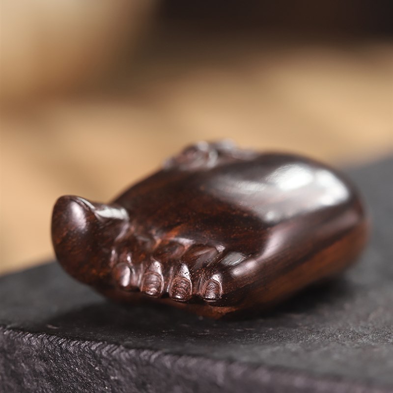 梨香院海南紫油梨富足小r脚丫手把件降香黄檀盘玩把玩送礼知足常