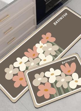 花朵厨房长条地垫防滑防油耐脏免洗地毯防污吸水吸油矽藻泥门口垫