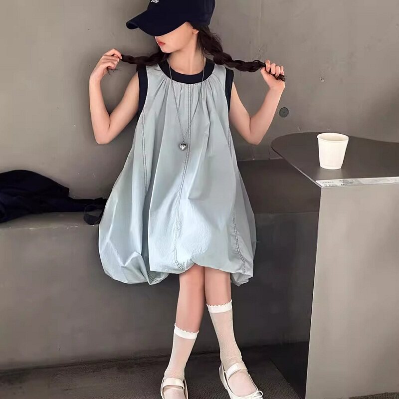 儿童装女童夏季无袖裙子薄款连衣裙2026新款中大童女孩夏款花苞裙