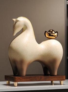 新中式国风马上有钱摆件马客厅电视柜酒柜装饰品乔迁新居礼品送礼