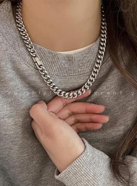 基础百搭厚棉T古巴项炼嘻哈男女潮酷钛钢炼情侣简约毛衣炼锁骨炼