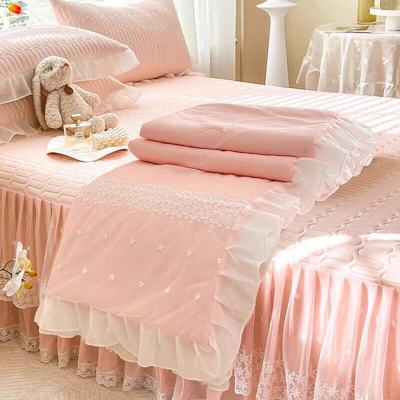 床裙式乳胶凉席四件套2025夏季新款夏被冰丝裸睡家用可机洗可折叠