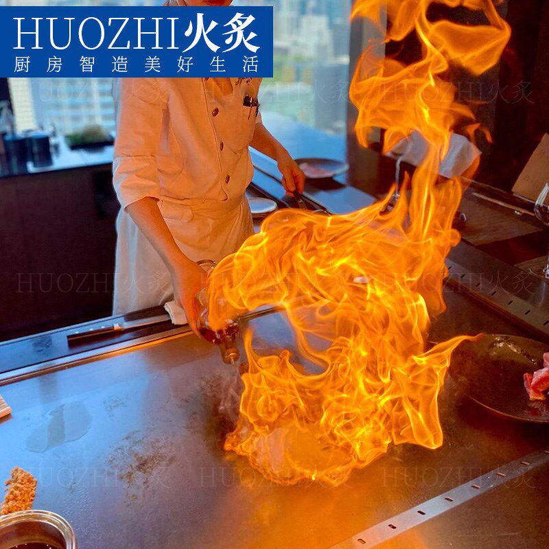 大型商用日式铁板烧设备酒店高档会所明档炒饭立式家用铁板烧岛台