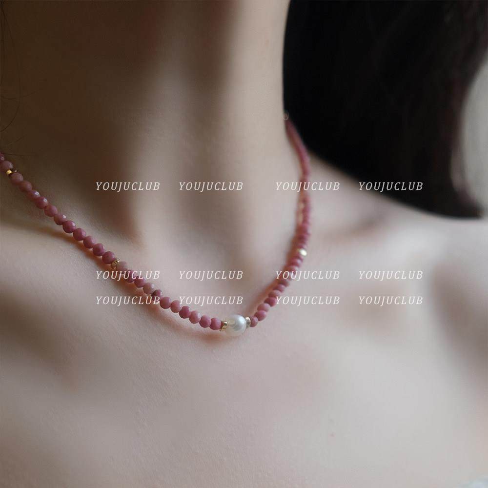 YOUJUclub-粉色浪漫~红木纹蔷薇粉精致淡水珍珠ins高级感项炼颈炼,饰品/流行首饰/时尚饰品新,手链,淘宝优惠券,粉丝福利购,淘宝优惠卷