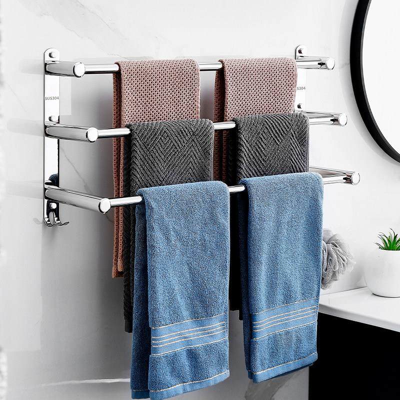 毛巾杆免打孔304不锈钢浴室毛巾架卫生间挂杆洗漱台二杆三杆挂架,家装主材,毛巾杆/毛巾挂,淘宝优惠券,粉丝福利购,淘宝优惠卷