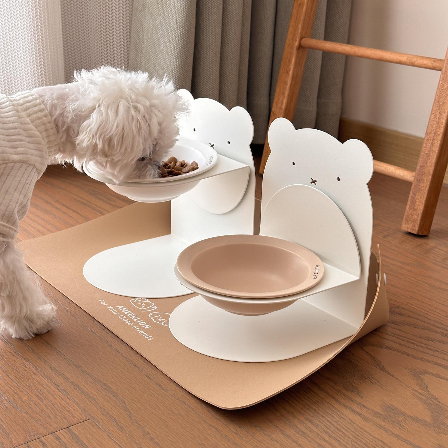 猫碗陶瓷高低脚斜口护颈磁吸碗架增高架可调节宠物狗碗食盆防打翻