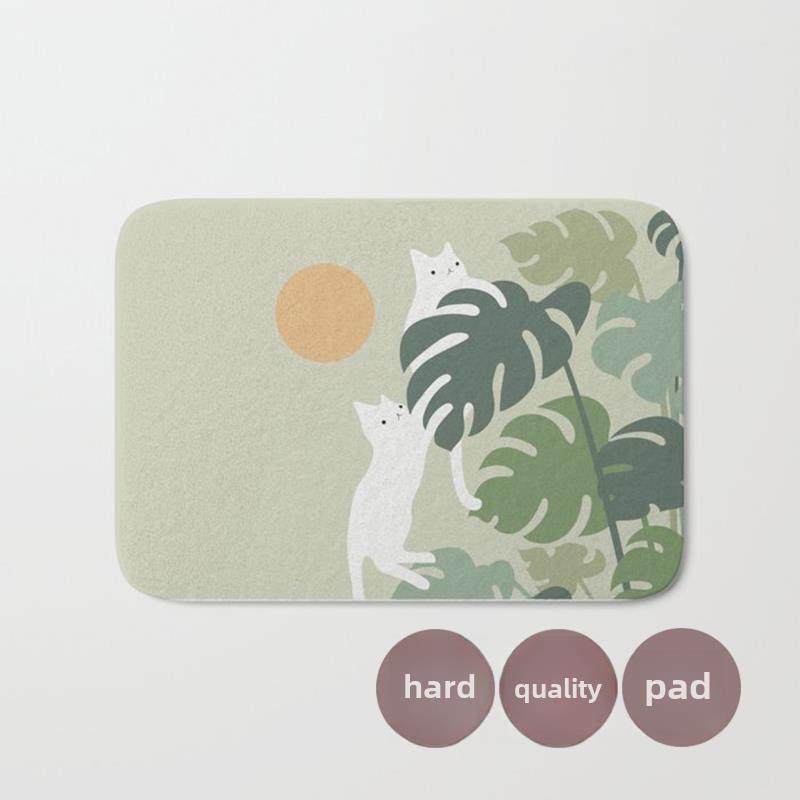 猫与植物 可爱猫咪治愈系硅藻泥脚垫浴室卫生间防滑吸水速干地垫,家庭/个人清洁工具,地垫,淘宝优惠券,粉丝福利购,淘宝优惠卷