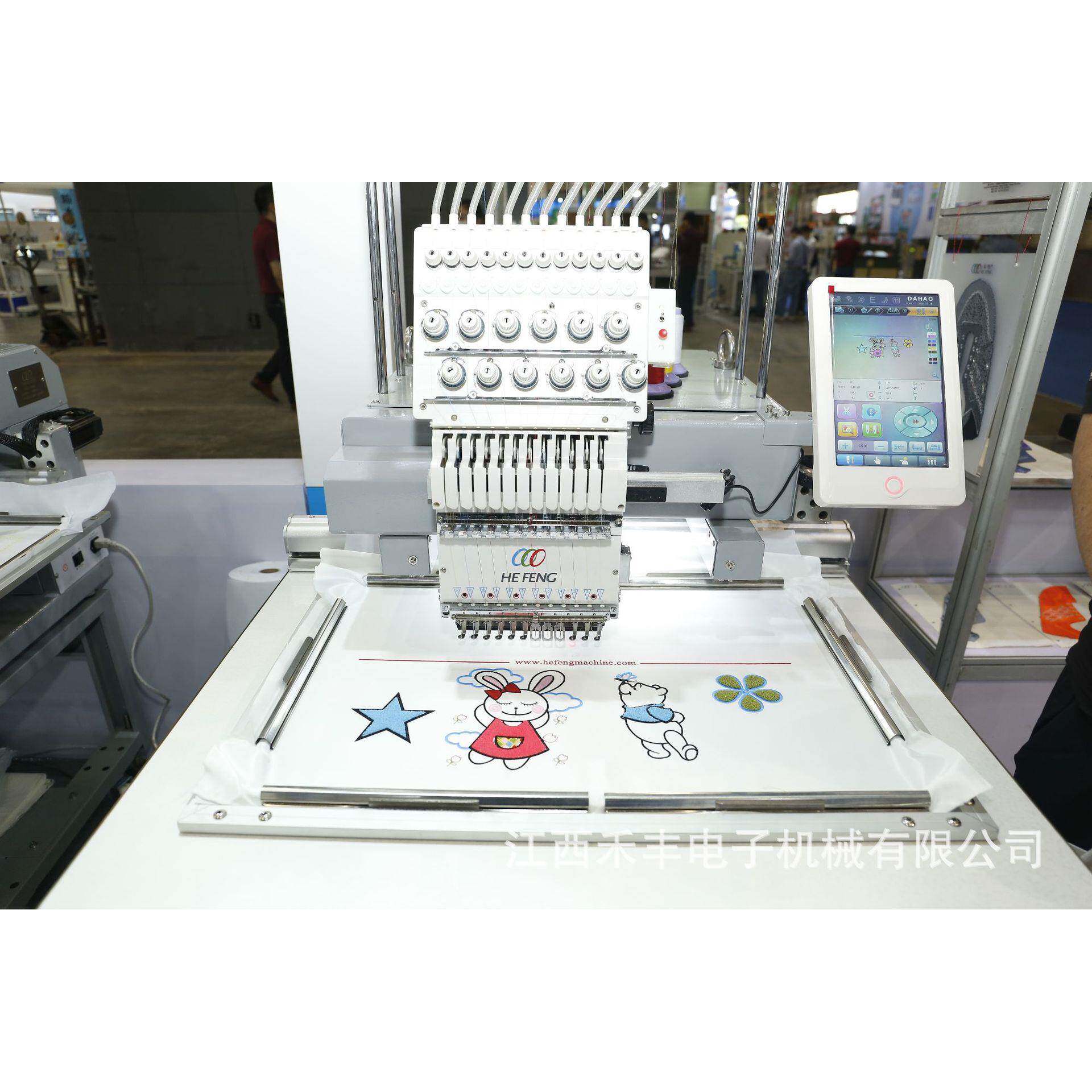 单头12色多功能电脑绣花机平绣成衣帽子袜子照片刺绣