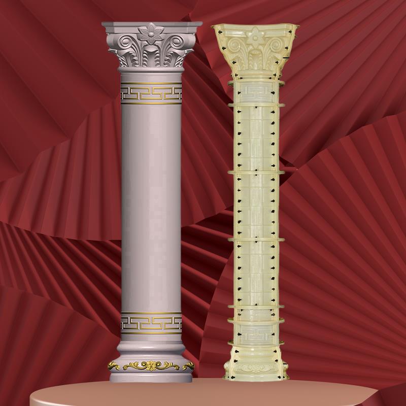 光面圆柱罗马柱子模具装饰欧式别墅外墙圆形角柱大门模板贴墙模型