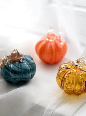 摆件玻璃南瓜家居礼物工艺出口装饰品艺术手工客厅桌面彩色美式架