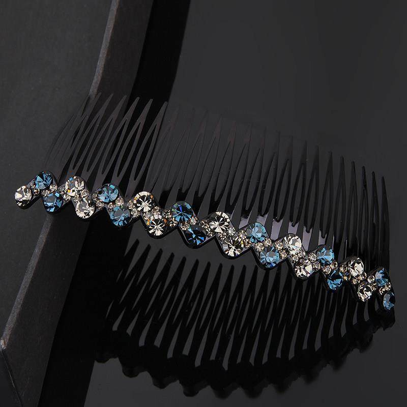 2025新款防滑大号发梳韩版水钻波浪插梳发饰头饰气质简约盘发卡子