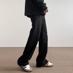 加绒加厚牛仔裤男款秋冬季宽松直筒男生白色窄版裤子潮牌休闲长裤