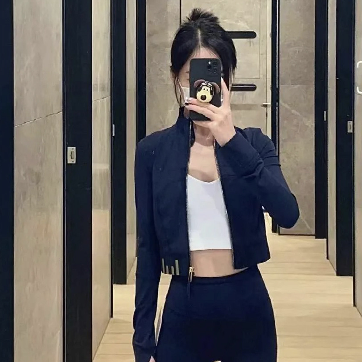 网红同款紧身短款露脐瑜伽外套女双面磨毛运动跑步健身服休闲夹克