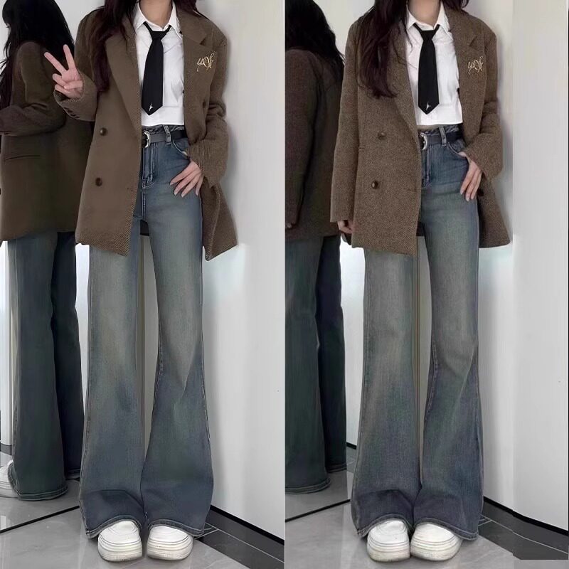 女童微喇牛仔裤春秋季外穿2025新款女大童韩版裤子儿童春装喇叭裤