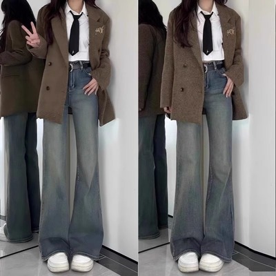 女童微喇牛仔裤春秋季外穿2025新款女大童韩版裤子儿童春装喇叭裤