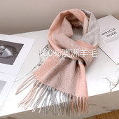 100%澳洲wool纯羊毛围巾女冬季 高级感2024新款 英伦风围脖生日礼物