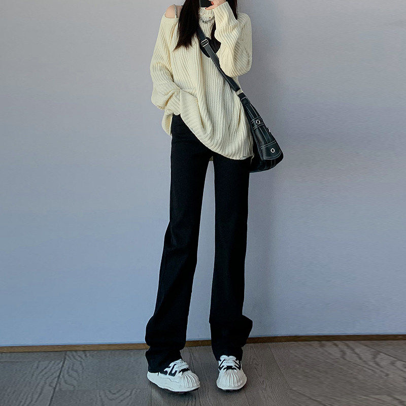 黑色直筒牛仔裤女夏季2025年新款高个子加长烟管裤女窄版阔腿裤