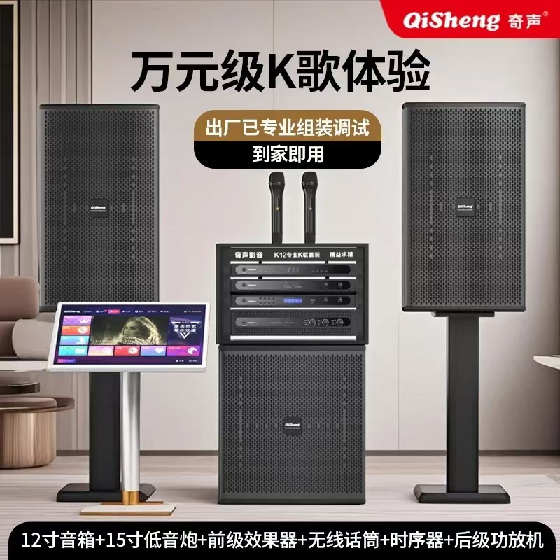 奇声K12家庭KTV音响套装家用客厅K歌全套设备卡拉OK点歌机一体机