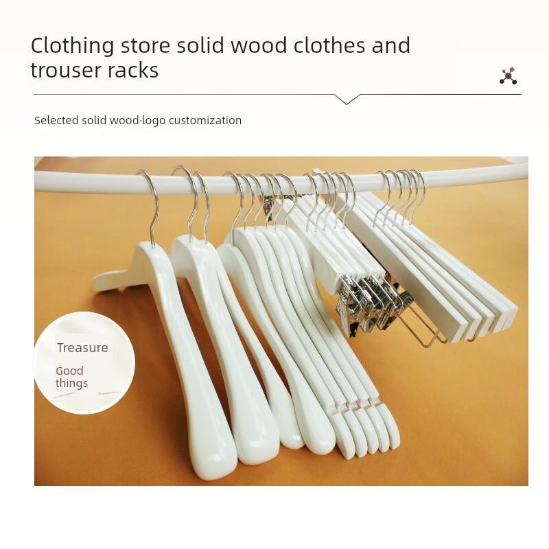 服装店实木白色儿童成人衣架纯白色衣帽间衣夹展示架