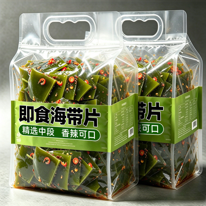 风味海带片开袋即食香辣下酒菜网红办公室解馋小吃咸菜休闲零食品