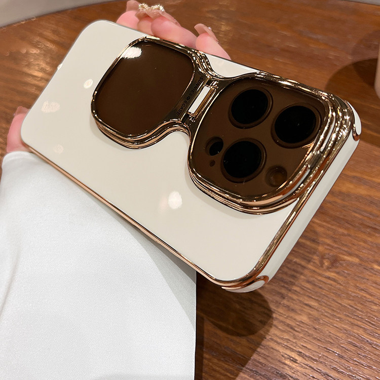 手机壳带墨镜支架适用苹果15pro手机壳新款iPhone14pro全包一体镜头盖13pro高级感简约创意男女网红