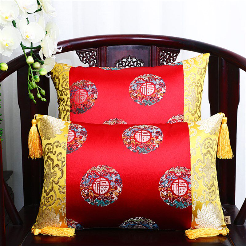 艺必旭中式田园古典奢华红木坐椅靠垫沙发靠枕抱枕套包芯定做靠包