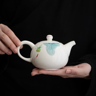 陶瓷手绘茶壶功夫茶具单r个泡茶壶手工单壶手绘鱼戏家用泡茶壶套