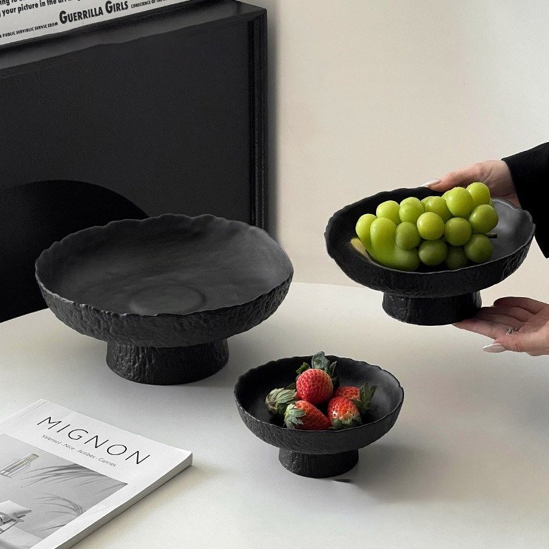 水果盘家用轻奢玻璃果盘高级感简约点心盘客厅高颜值高脚盘