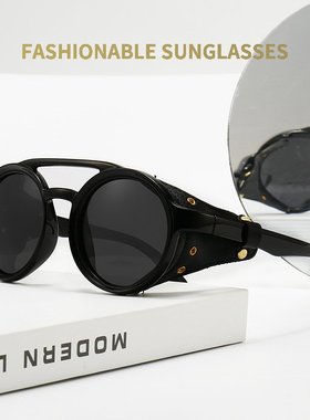 欧美太阳镜偏光墨镜男复古潮流朋克防风镜骑行护目眼镜框 841