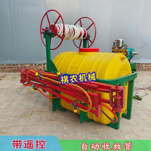 四轮拖拉机盘管打药机自动收管缠管遥控放管折叠喷杆两用喷药机