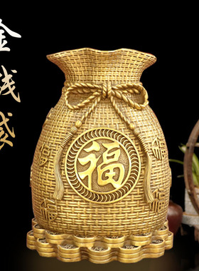 铜金钱袋摆件招财进宝储钱罐聚宝盆商铺桌面装饰家居客厅玄关摆放