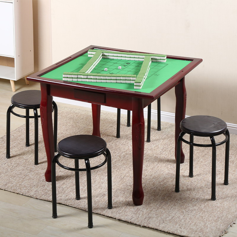 麻将桌折叠餐桌两用小型家用款不锈钢支架象棋牌实木手搓麻桌面板