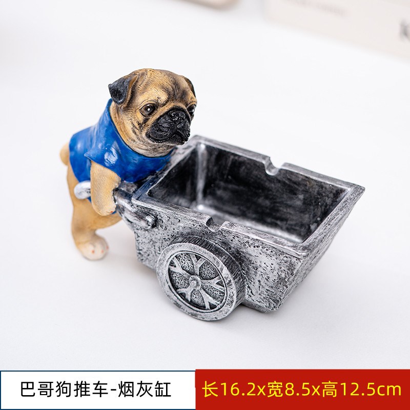 巴哥狗烟灰缸创意个性潮流家用客厅防飞灰办公室防烟味烟灰缸可爱