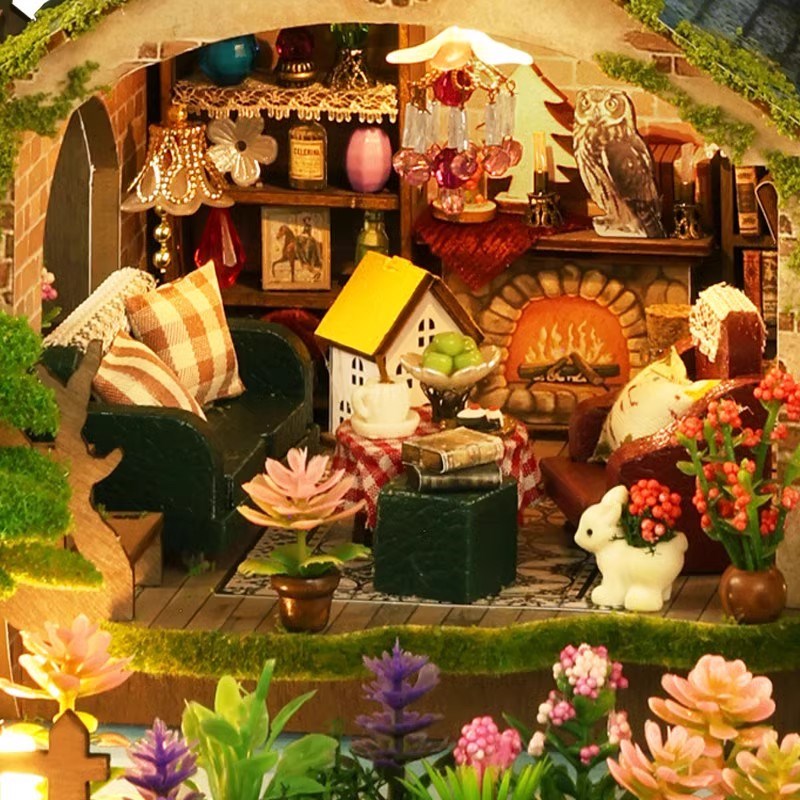 微缩场景diy小屋艺术屋森林奇遇手工拼装积O木房模型小别墅真房子